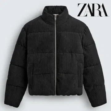 ZARA 코듀로이 퍼프 자켓 블랙