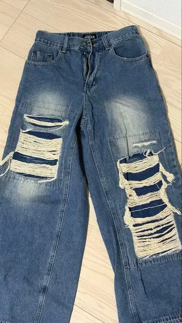 KIDS 데미지 데님 팬츠