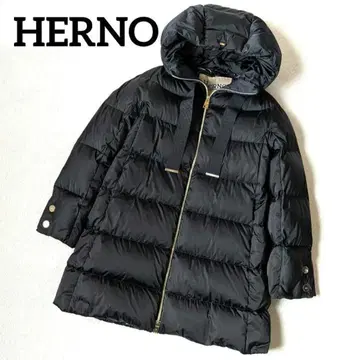 [ 인기 ] 헤르노 다운 자켓 블랙 사이즈 40 A라인 코트