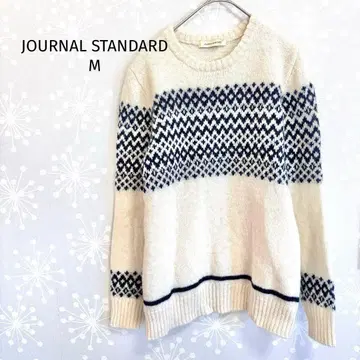 저널 스탠다드 니트 스웨터 노르딕 무늬 울 100% 긴팔