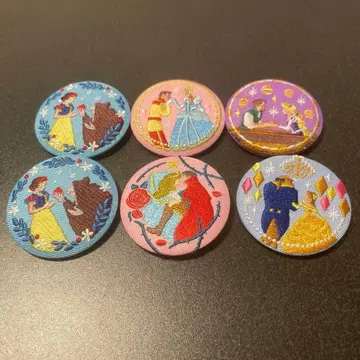 디즈니 프린세스 자수 핀 배지 6개 세트