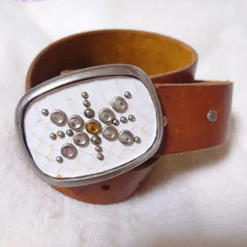 브라운 가죽 스터드 버클 벨트 30 STARDUST HTC