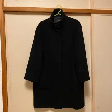 울 코트 다크 네이비 버튼 포함