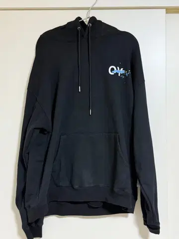 OY 블랙 후드티 프린트 한국 스트릿 사이즈 2