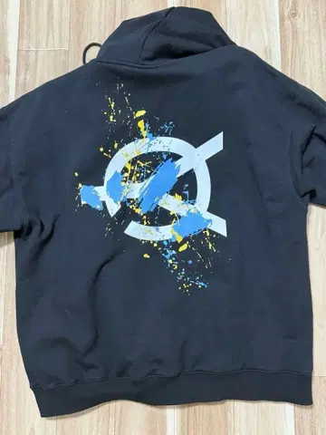 OY 블랙 후드티 프린트 한국 스트릿 사이즈 2