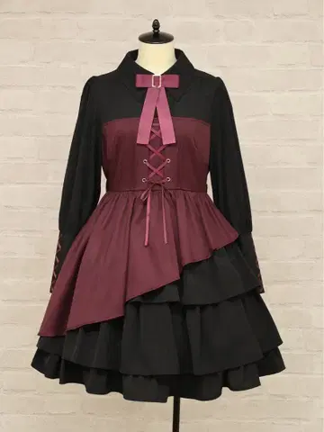 Amavel 레이어드 스타일 티어드 원피스 보르도