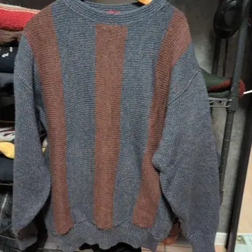 PENTHOUSE 파랑과 브라운 스트라이프 니트 M