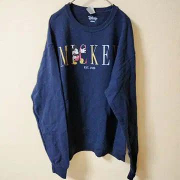 레어 Disney 미키 맨투맨 [ M ] 네이비 디즈니 인파크