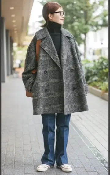 Spick & Span W 슬리버 체크 하프 코트 38 택 포함 새상품