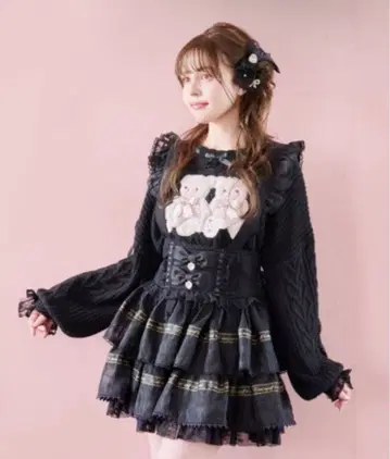 LIZLISA Twin Bears 니트탑 블랙