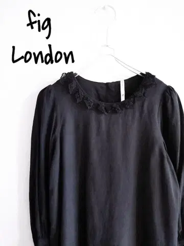 D222152 fig London 레이스 긴팔 원피스 블랙