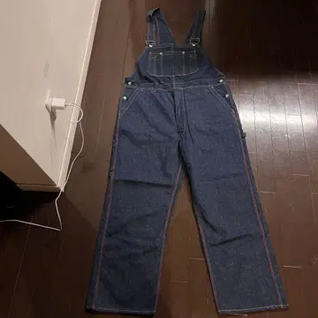 새상품급 텐더 로인 오버롤 네프 데님 오렌지 스티치 사이즈 L