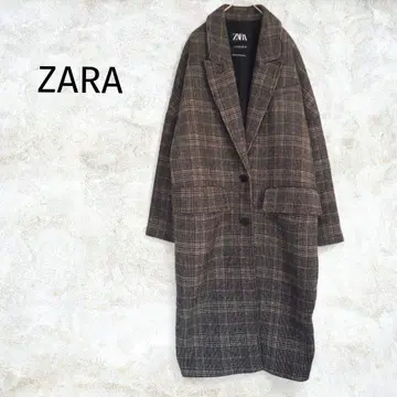 [ ZARA ] 글렌체크 체스터 코트 오버 사이즈 울 혼방 M 사이즈