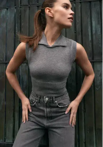 ZARA 폴로 옷깃 니트 베스트