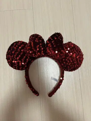 디즈니 미니 머리띠 빨간색 스팽글