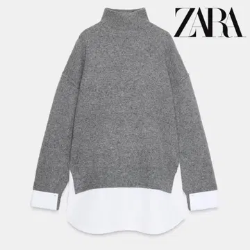 ZARA 콤비 포플린 니트 스웨터 M 사이즈