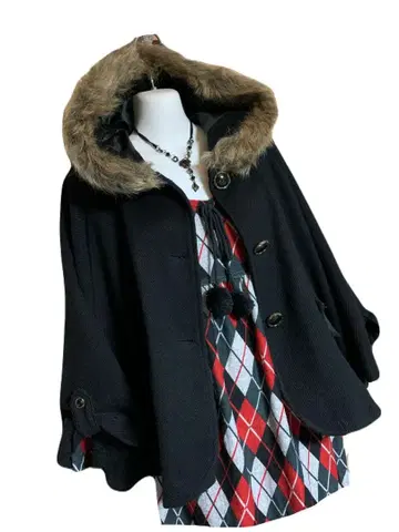 y2k 페어리 코켓 레이스 퍼 후드 부착 판초