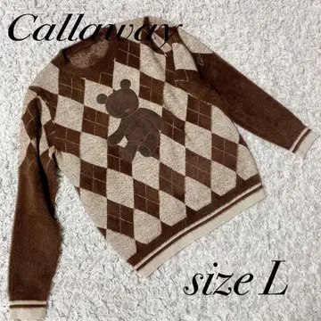 Callaway 골프 니트 아가일 베어 패턴 곰 스웨터 사이즈 L