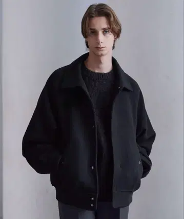 [ CLEL ] 울 블렌드 테크 멜톤 2way 블루종 블랙