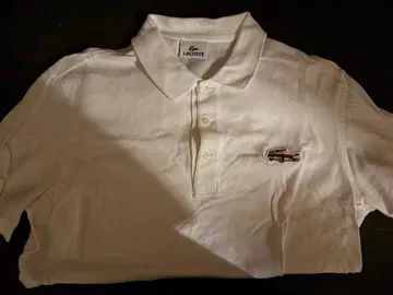 LACOSTE 화이트 피케 셔츠 union jack