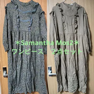 사만사 모스모스 꽃무늬 원피스 황색 원피스 2세트