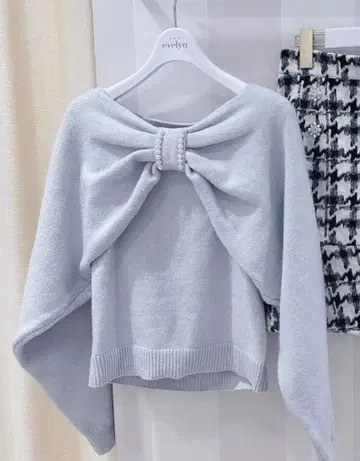 evelyn 리본 펄 니트 아이스 그레이