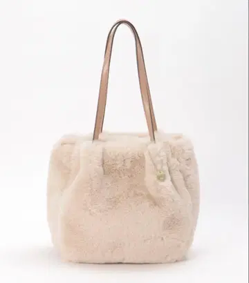 아이보리 퍼 토트백 에코퍼 3층 포켓 토트백