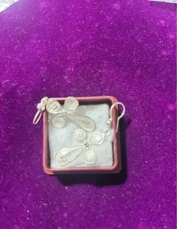 실버 드롭형 비즈 마르타의 필리그리 귀걸이 박스 포함