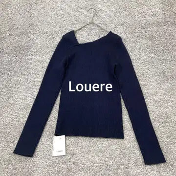 [ Louere ] 아지메 넥 리브 니트 네이비