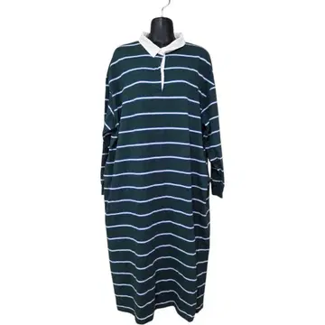 LAPSIM 렙심 원피스 그린 보더 피케 셔츠 롱 F