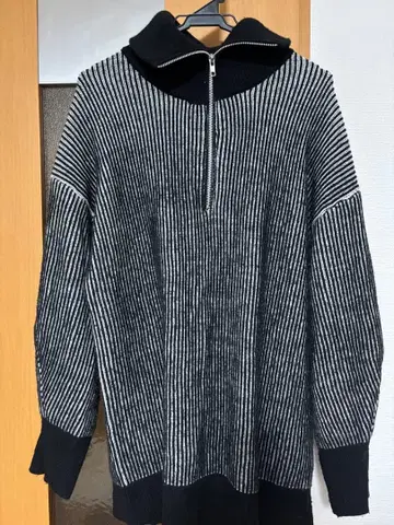 지나시스 5G 아제 하프 ZIP 풀오버 니트 프리 사이즈 블랙