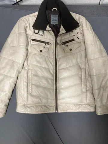 그레이 퀼팅 합성 피혁 자켓