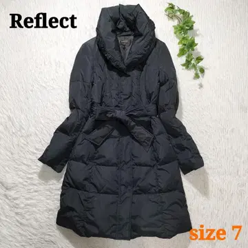 Reflect 다운 코트 숄카라 허리 리본 블랙 7