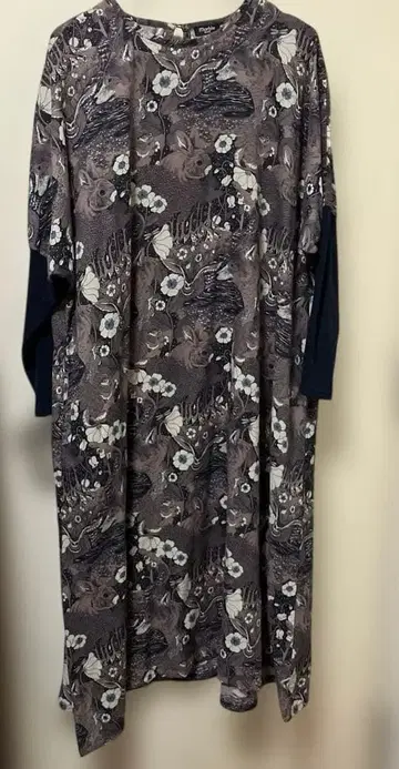 Marble Sud 동물 꽃무늬 롱 원피스 긴팔