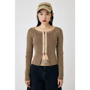 MOUSSY 집업 리브 상의 베이지