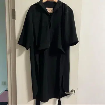 PLAN C 블랙 셔츠 원피스 반팔