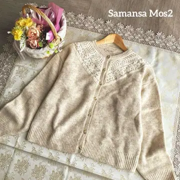 사만사 모스모스 미사용 레이스 장식 울 가디건 아이보리