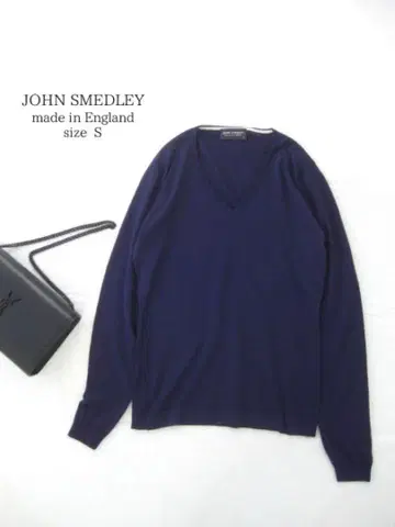 존스메들리 긴팔 니트 S 메리노울 V넥 퍼플 영국제