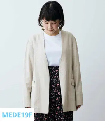 MEDE19F 베이지 노카라 자켓