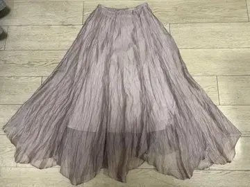 SNIDEL 시어 플레어 스커트 핑크 베이지 롱 기장 ONE SIZE