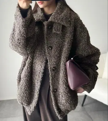 클래식 엘프 classicalelf 밑단 드로스트 푸들풍 퍼 블루종