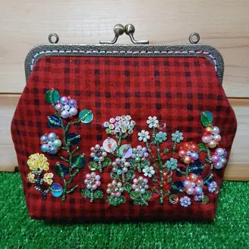 가마구치 파우치 핸드메이드 비즈 자수