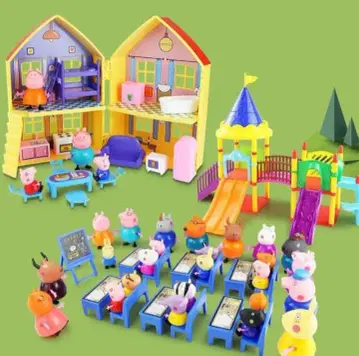 페파피그 peppa pig 25체 피규어+집+미끄럼틀+학교 세트