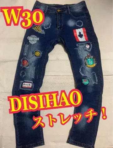 DISIHAO 데님 팬츠 청바지 스트레치 데미지 리페어 가공 W30
