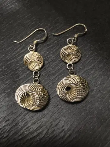 루프 실버 링 귀걸이 925 각인 앤티크 주얼리 2연 와이어 아트