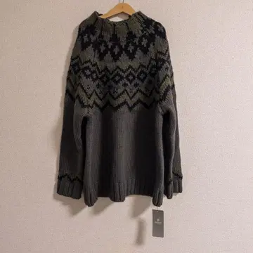 나노 유니버스 노르딕 무늬 긴팔 니트 스웨터 그레이 계열