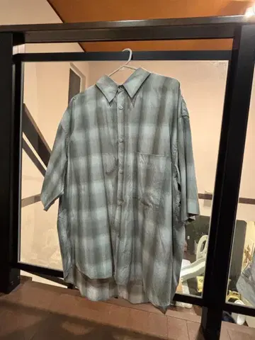 WY 오버 사이즈 체크 셔츠 M 그레이 계열