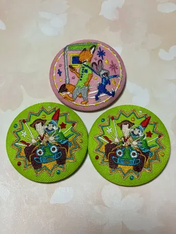 디즈니 자수 캔뱃지 3개 세트