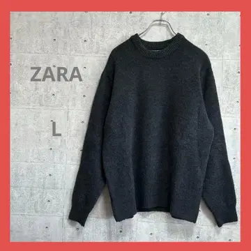 ZARA [ L ] 네이비 그레이 니트 스웨터