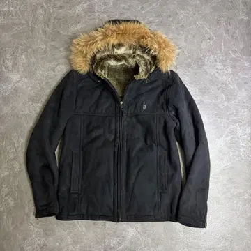 y2k 00s 퍼 블루종 후드티 페이크 무스탕 블랙 그런지